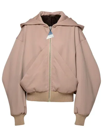 Attico Beige Virgin Wool Bomber Jacket