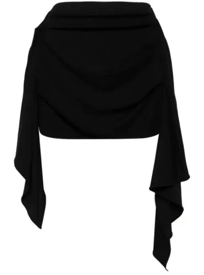 Attico Draped Jersey Mini Skirt In Black