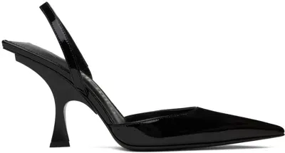 Attico Black Leather Ester Slingback Pumps