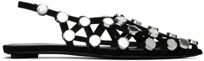 Attico Grid Crystal-embellished Ballet Flats In Black