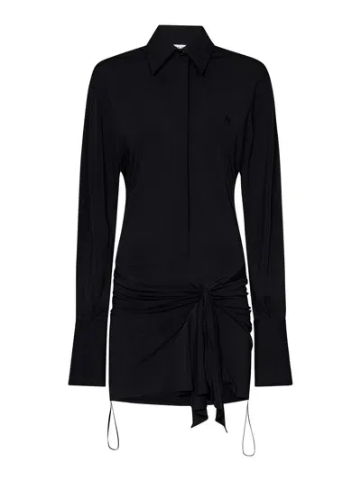 Attico Black Stretch Jersey Mini Shirt Dress