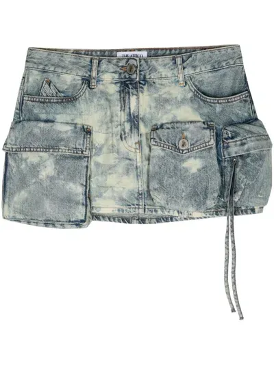 Attico Fay Bleach-wash Mini Skirt In Blue