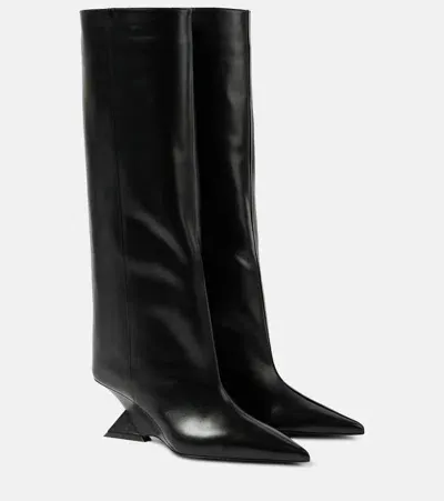 Attico Cheope Leather Knee-high Boots In Black