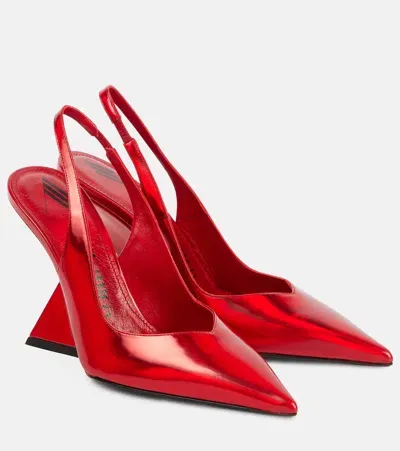 Attico Cheope Leather Slingback Pumps In Red