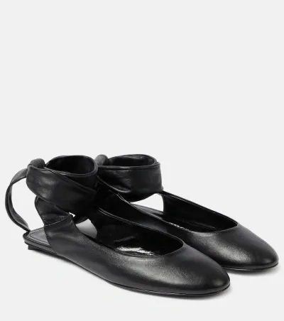 Attico Cloe Leather Ballerina Shoes In Black