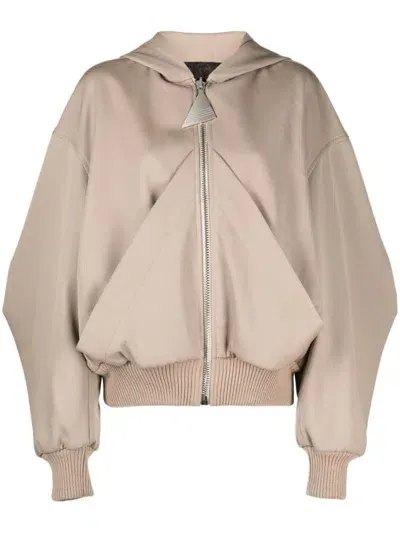 Attico The  Oversize Bomber Jacket In Beige