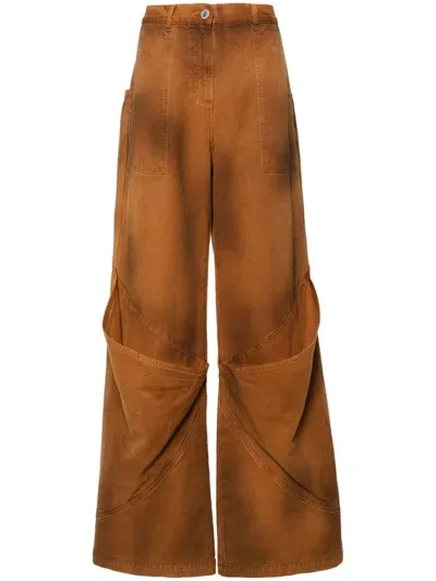 Attico Cotton Trousers In Brown