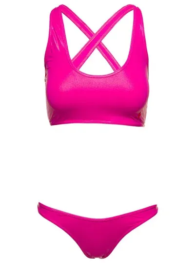 Attico Asymmetric Bikini Set In Pink