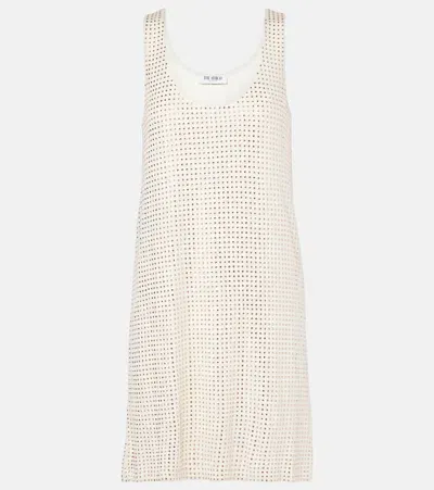 Attico Crystal-embellished Jersey Minidress In Neutrals