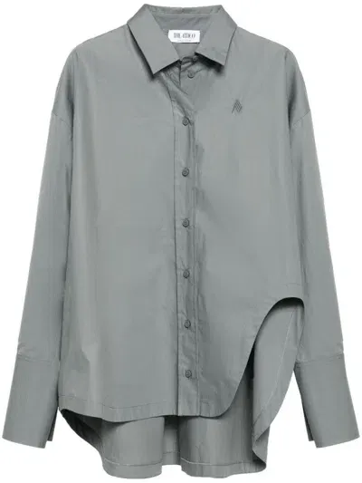 Attico Logo-embroidered Asymmetric Shirt In Gray