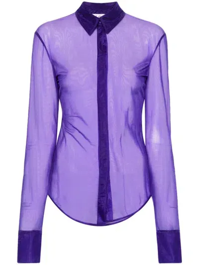 Attico Elton Semi-sheer Shirt In Purple