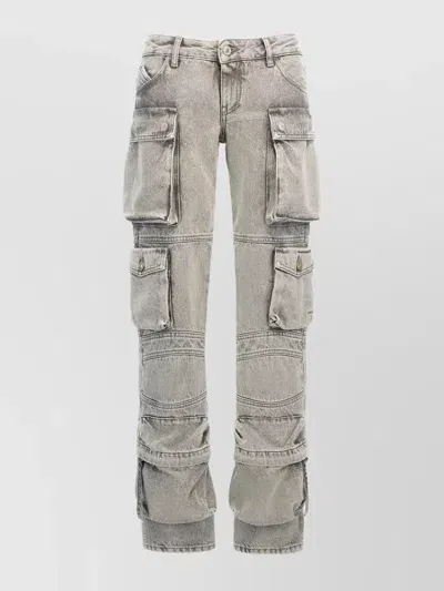 Attico 'essie' Distressed Cargo Trousers With Multiple Pockets In Grey