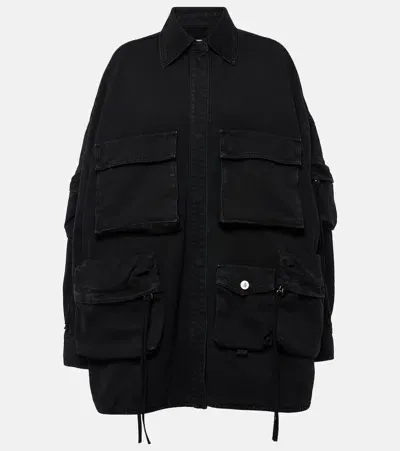 Attico Fern Oversized Cotton Canvas Jacket In Black