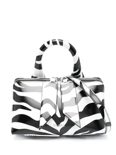 Attico Friday Zebra Print Handbag In White