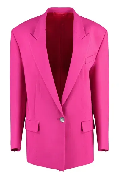 Attico The  Glen Single-breasted One Button Jacket In Fuchsia