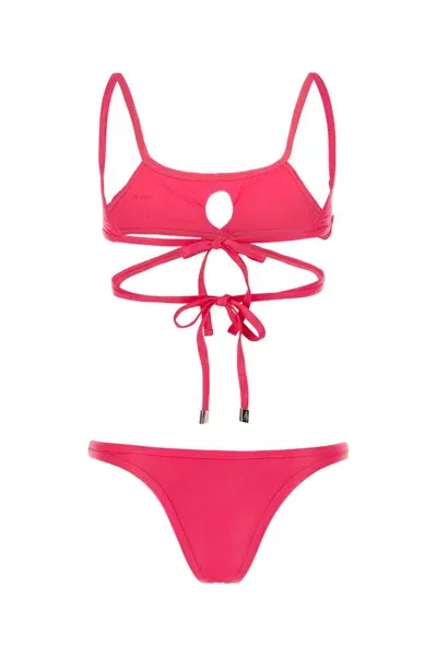 Attico Fuchsia Stretch Nylon Bikini In 008