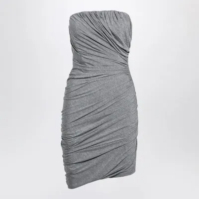 Attico Grey Draped Viscose Mini Dress In Gray