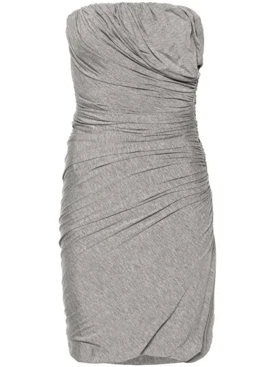 Attico Ruched Jersey Minidress In Grey