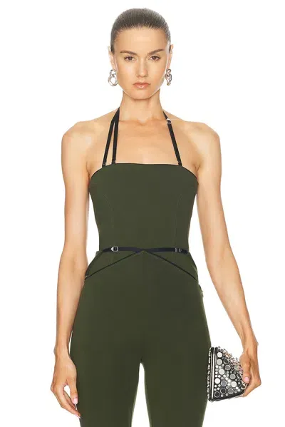 Attico Halter Tank Top In Military Green