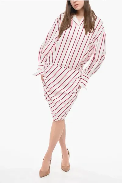 Attico Hatty Striped Shirt Dress In White