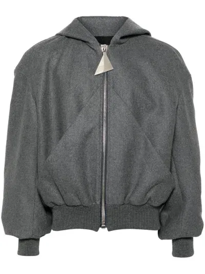 Attico Oversized Wool-blend Hooded Bomber Jacket In Grey