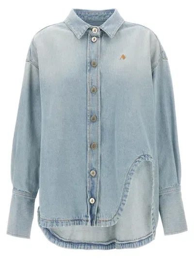 Attico The  Denim Coat In Light Blue