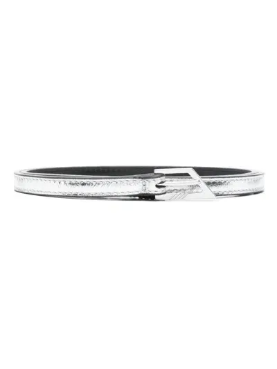 Attico Logo-buckle Belt In Silver