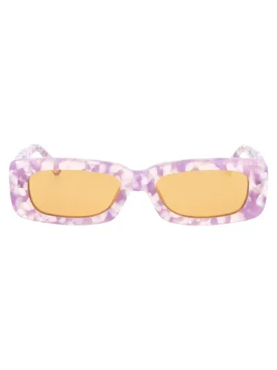 Attico The  Sunglasses In Purplemarble/yellowgold/yellow