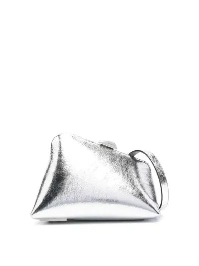 Attico Mini Midnight Leather Clutch Bag In Silver