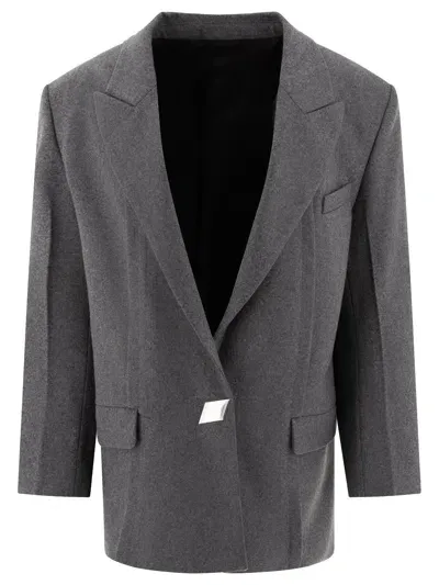 Attico Oversize Blazer Jackets In Grey