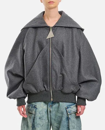 Attico Oversize Wool Bomber Jacket In Grey