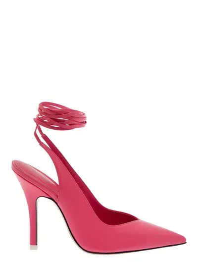 Attico Pointed Toe Pumps With Strap Detail In Pink Leather Woman