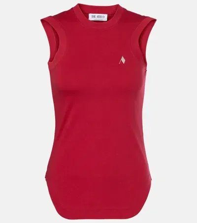 Attico Reese Cotton Jersey Tank Top In Red