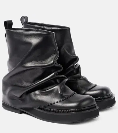 Attico Robin Leather Ankle Boots In Black