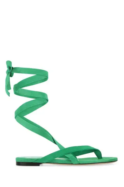 Attico 10mm Beth Suede Lace-up Sandals In Emerald