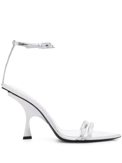 Attico Ester 95mm Leather Sandals In Silver