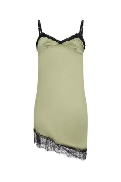 Attico The  Asymmetric Lace Mini Dress In Green