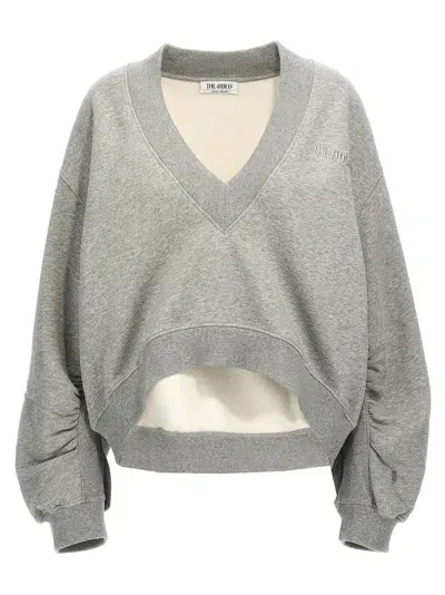 Attico The  Cropped Logo Sweatshirt In Gray