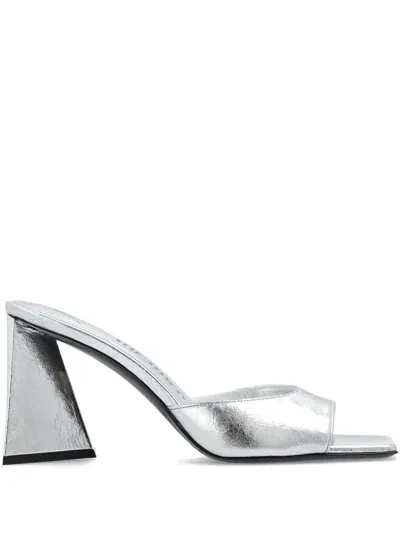 Attico The  Devon Mini Leather Mules In Silver