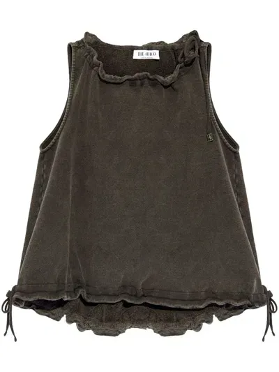 Attico Drawstring Cotton Tank Top In Black