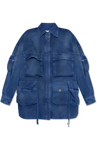 Attico The  Fern Short Coat In Blue