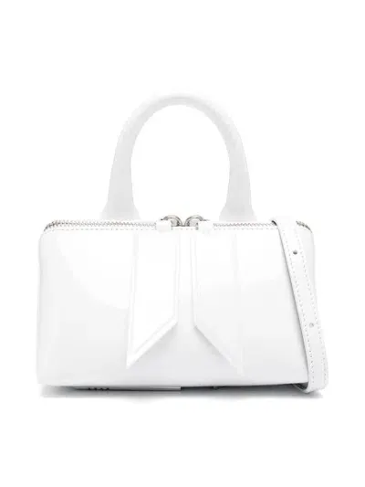 Attico The  Friday Metallized Leather Handbag In Blanco