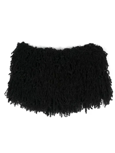 Attico The  Fringed Pullover Scarf In Black