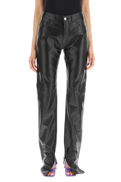 Attico The  High Waist Leather Trousers In Black