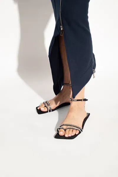 Attico 5mm Isla Suede Flats Sandals In Black