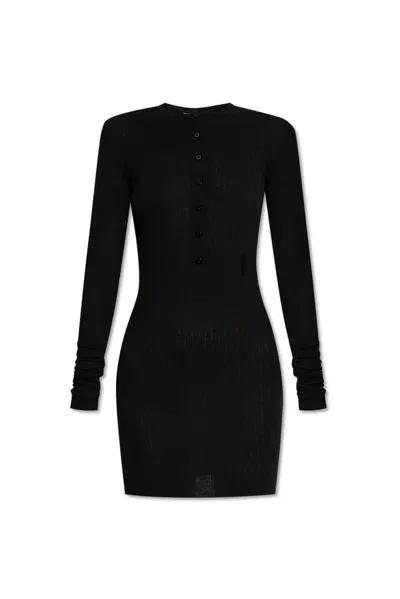 Attico The  Knitted Crewneck Mini Dress In Black