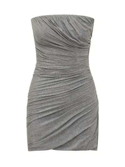 Attico The  Mini Jersey Dress In Grey