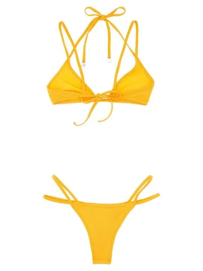 Attico The  Ribbed Bikini In Yellow