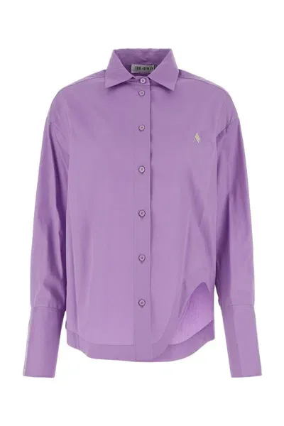 Attico The  Kota Satin Asymmetric Shirt In Purple