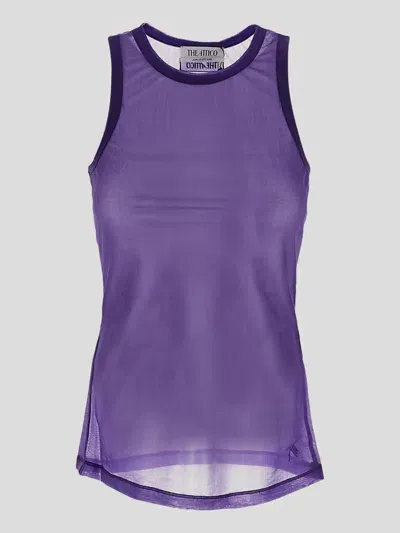 Attico The  Sleeveless Crewneck Tank Top In Purple